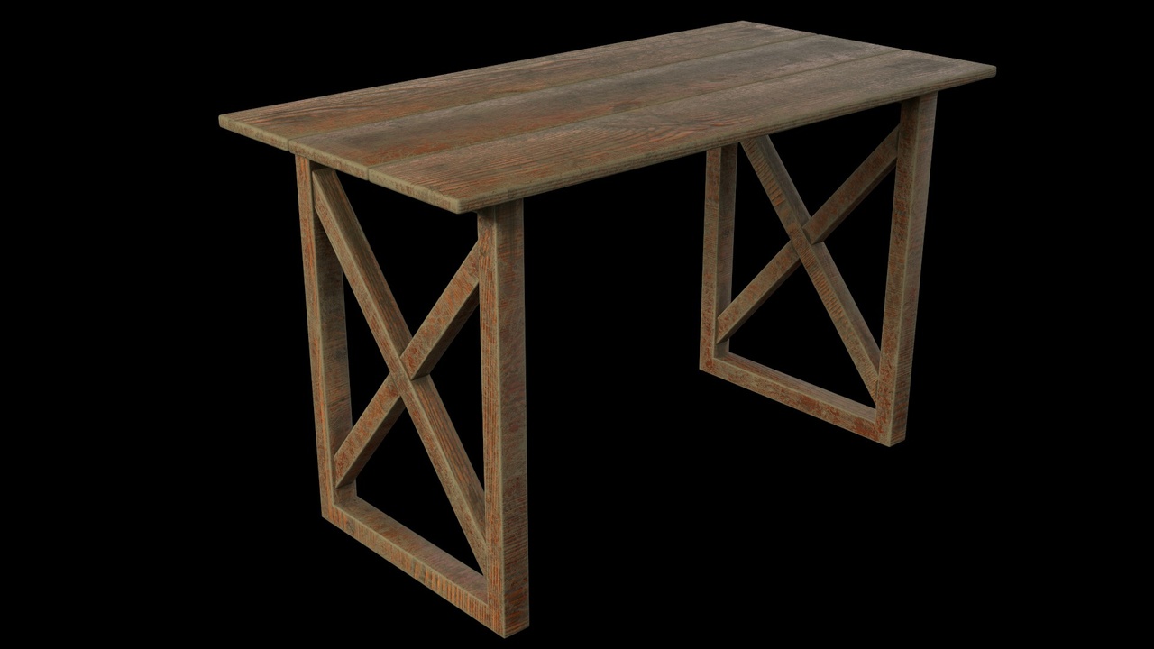 Media 1 for listing Rustic Wooden Workbench Table – Low Poly | PBR Textured | Game Ready