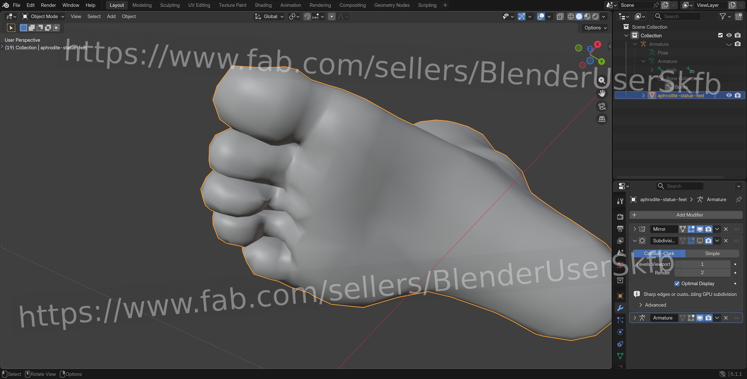 Media 1 for listing Poseable Aphrodite Statue Feet (Rigged)