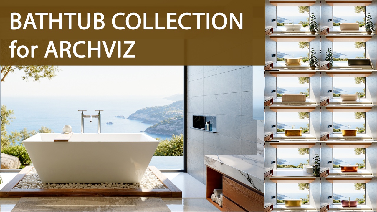 Media 1 for listing Premium Bathtub Collection – 40 Bathtubs for Unreal Engine 5