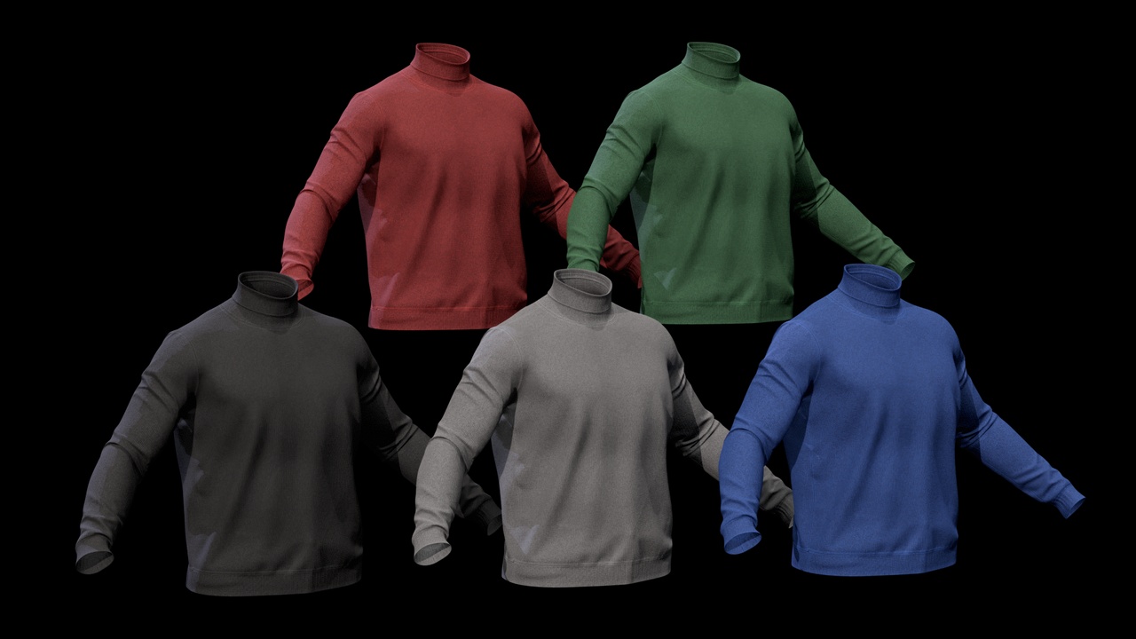 Media 1 for listing Turtleneck Sweater for MetaHuman – Parametric Wardrobe (MHPKG)