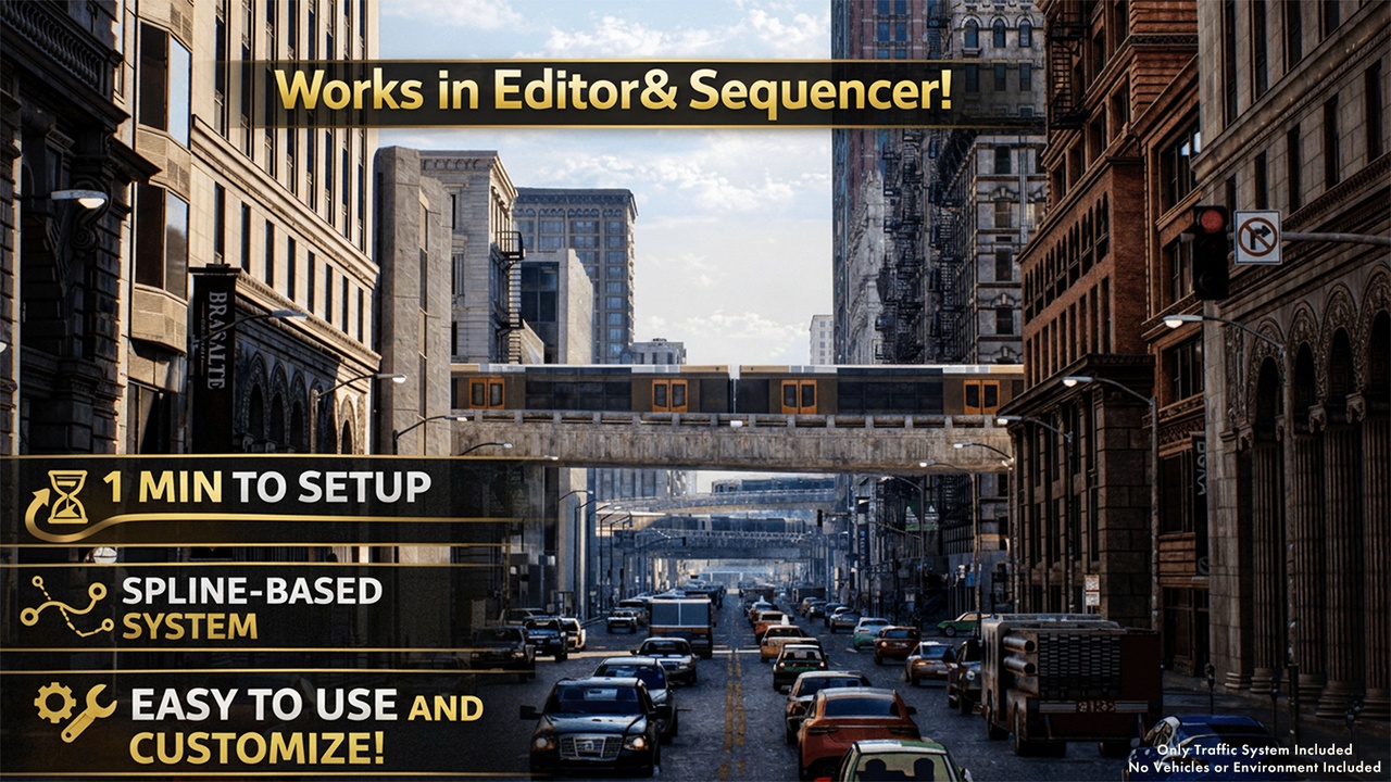 Media 1 for listing Traffic System UE5: Editor & Sequencer Ready