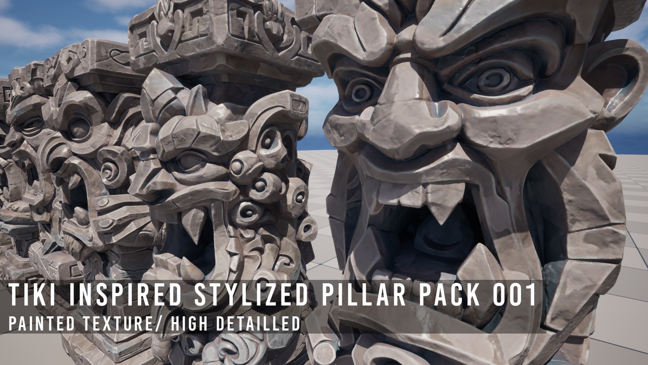 Média 1 pour l'article Tiki Inspired Stylized Pillar Pack 001