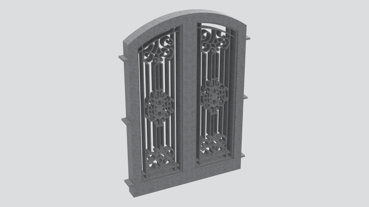 Media 1 for listing Arched Wrought Iron Decorative Door with Stone Frame 3D Model