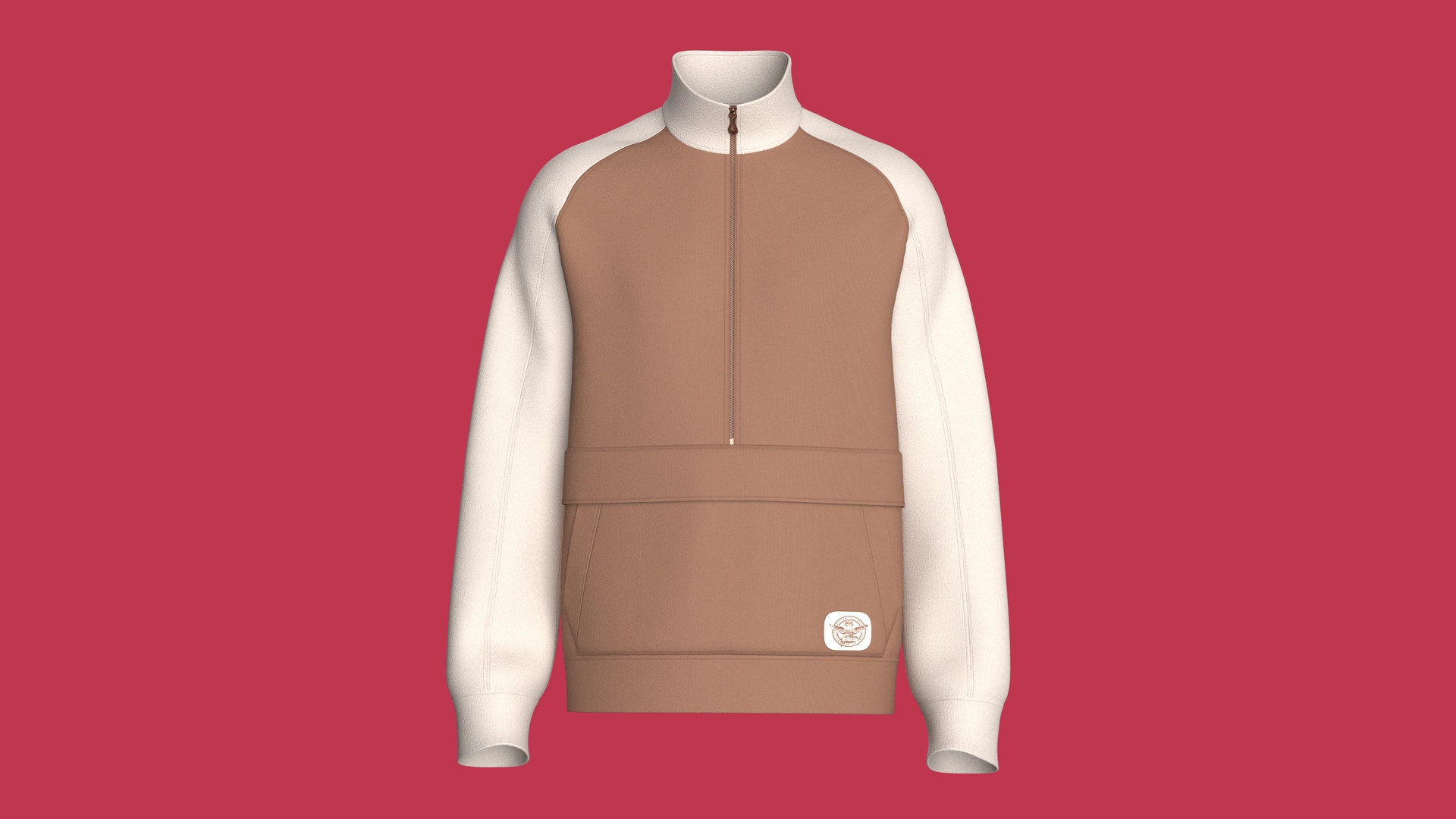 Media 1 for listing Men Half - Zip Raglan Jacket With Kangaroo Pocket | High Poly