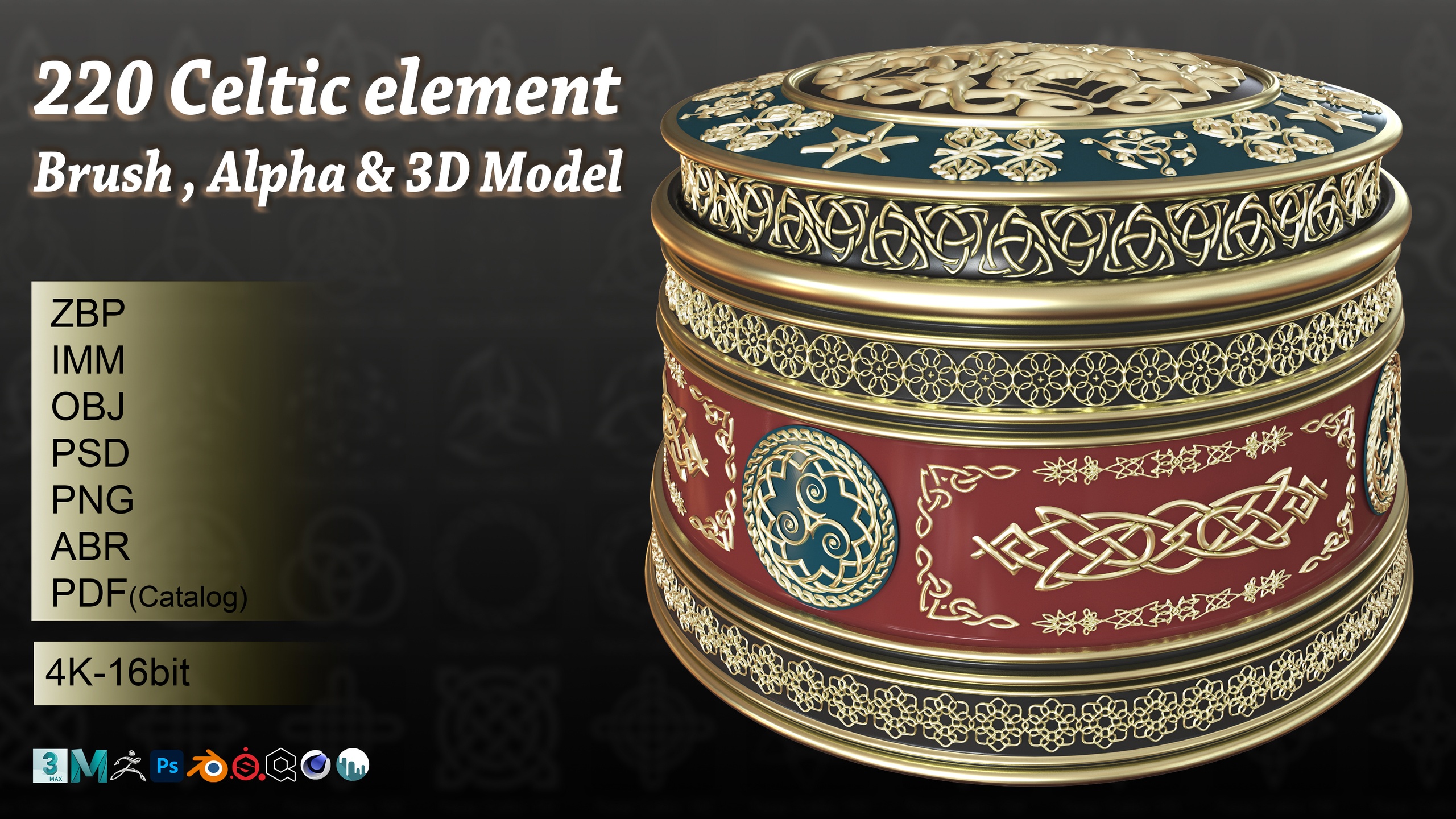 Media 1 for listing 220 Celtic element Alpha,Brush & 3D Model