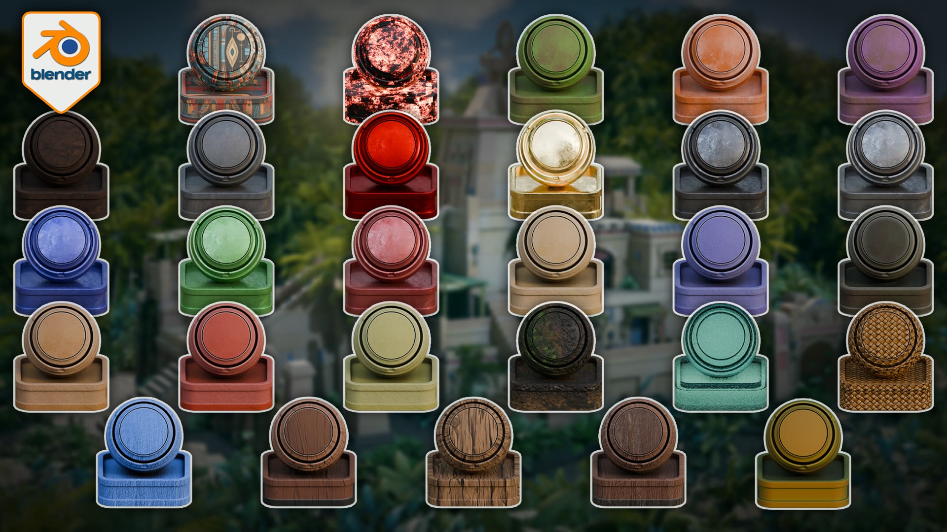 Media 1 for listing Aztec Shader Pack for Blender Cycles — 28 Stylized Materials
