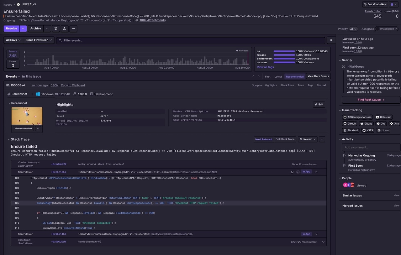 Media 1 for listing Sentry - Crash and Performance Monitoring