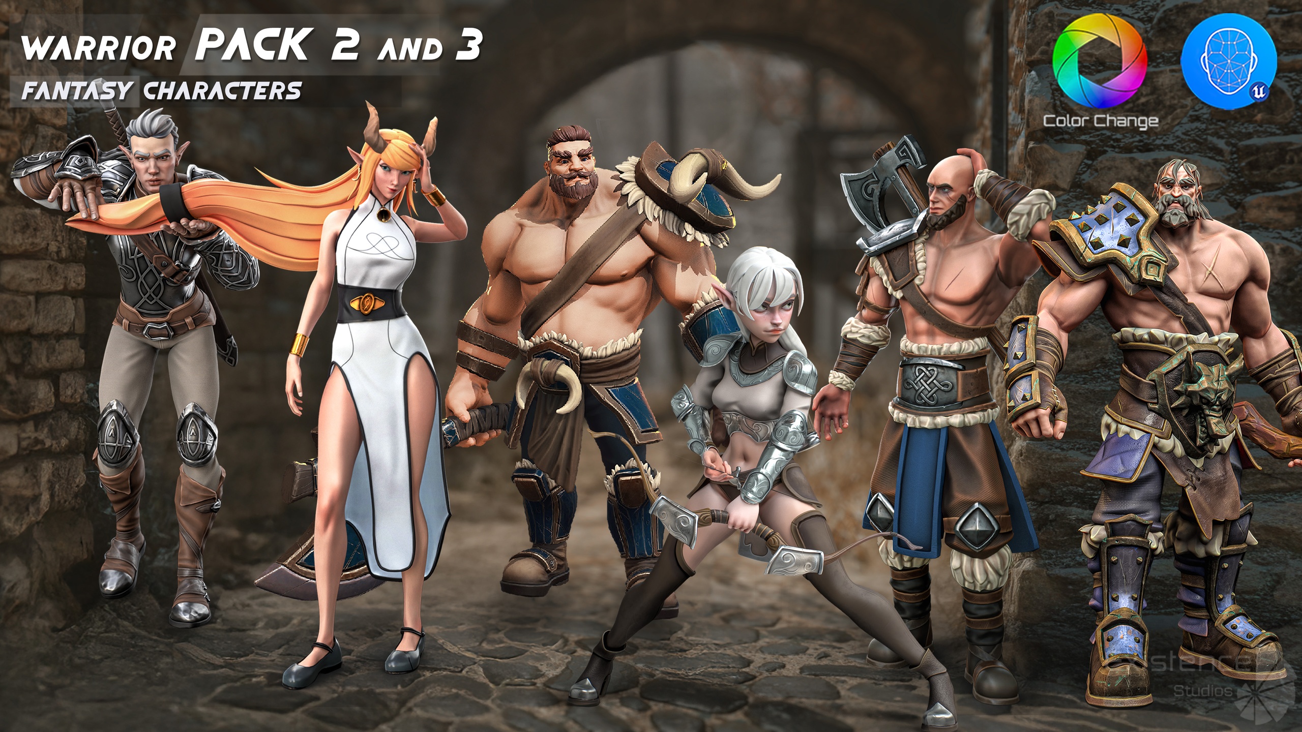 Media 1 for listing Pack 2 and 3 - Stylized Characters Warriors - #74