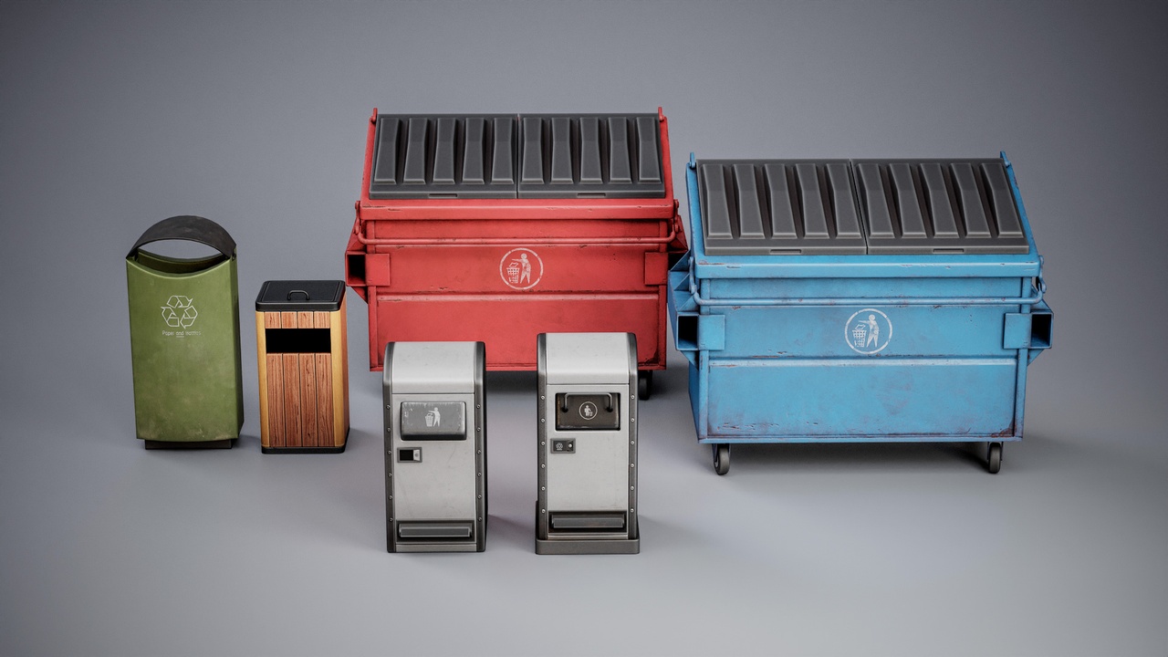 Media 1 for listing Dustbin and Dumpster (Game Ready)