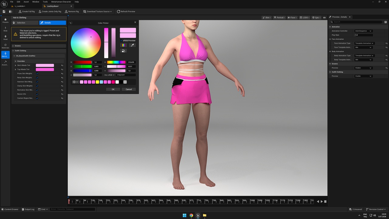 Media 1 for listing Beach Outfit for Metahuman - MHPKG