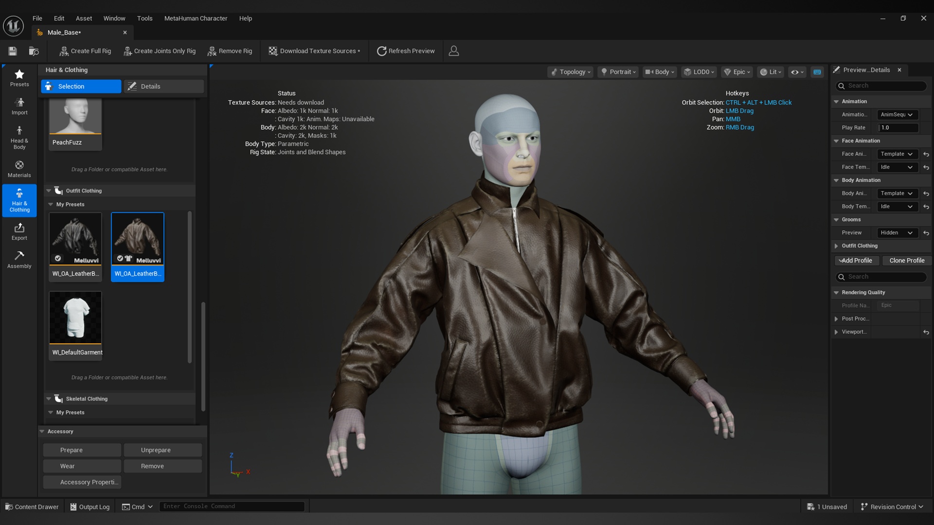 Media 1 for listing Leather bomber for Metahuman