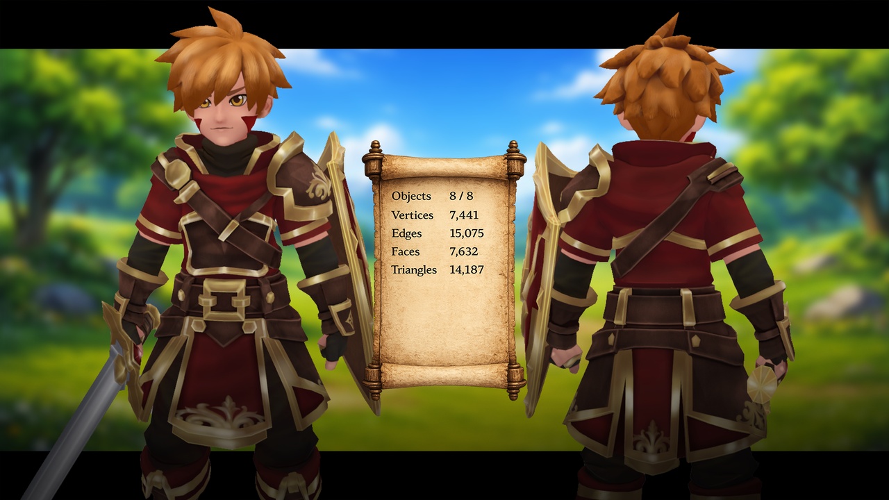 Media 1 for listing Low poly Stylized Male JRPG Warrior - Ren