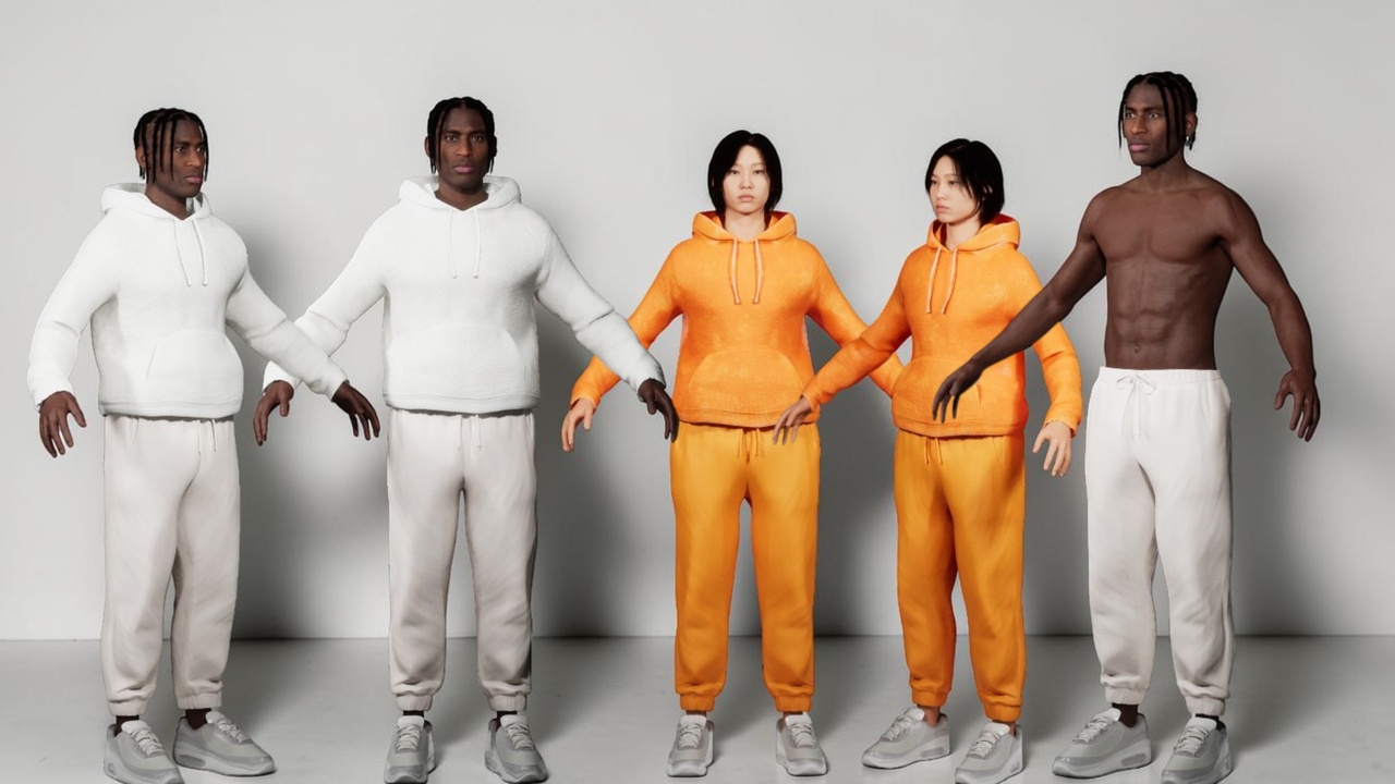 Media 1 for listing Realistic Unisex Tracksuit - Hoodie, Trousers, Shoes - Metahuman Compatible