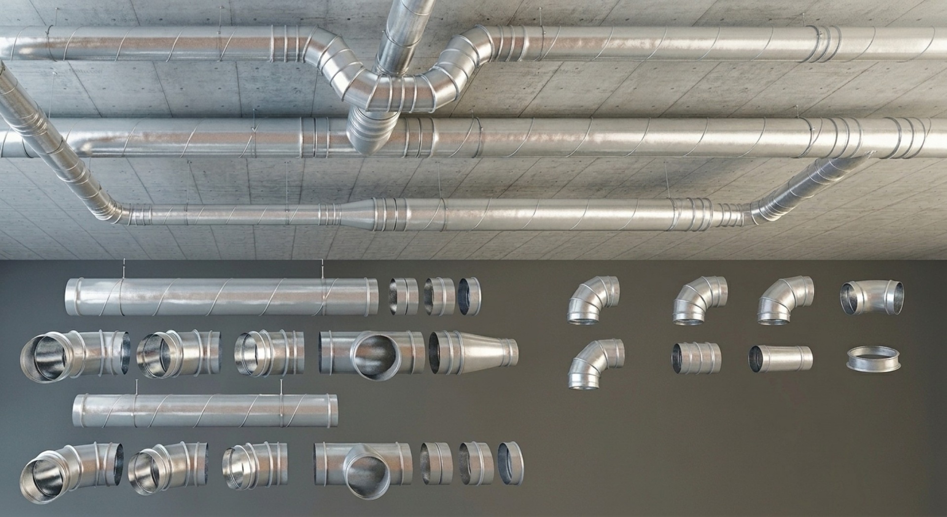 الوسائط 1 للقائمة Modular Ventilation Duct System - Industrial HVAC Kit