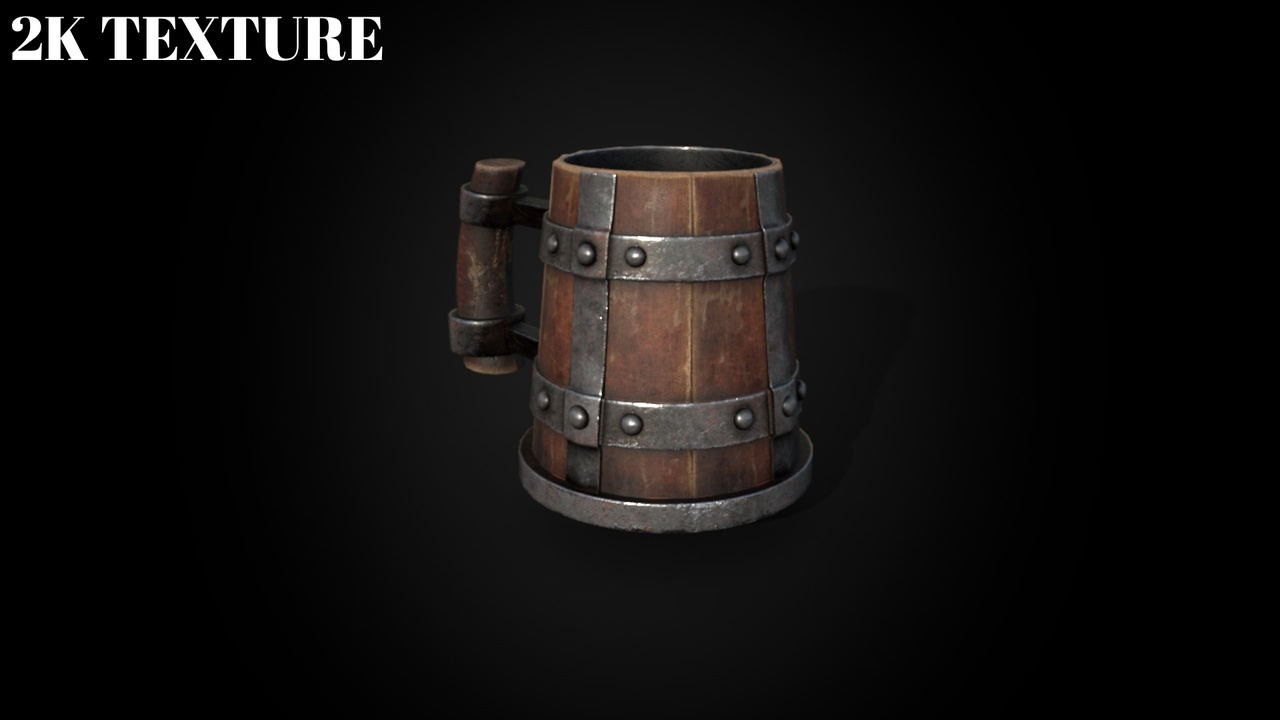 Media 1 for listing Medieval Wooden Beer Mug - Game Ready 3D Model Low-poly 3D model