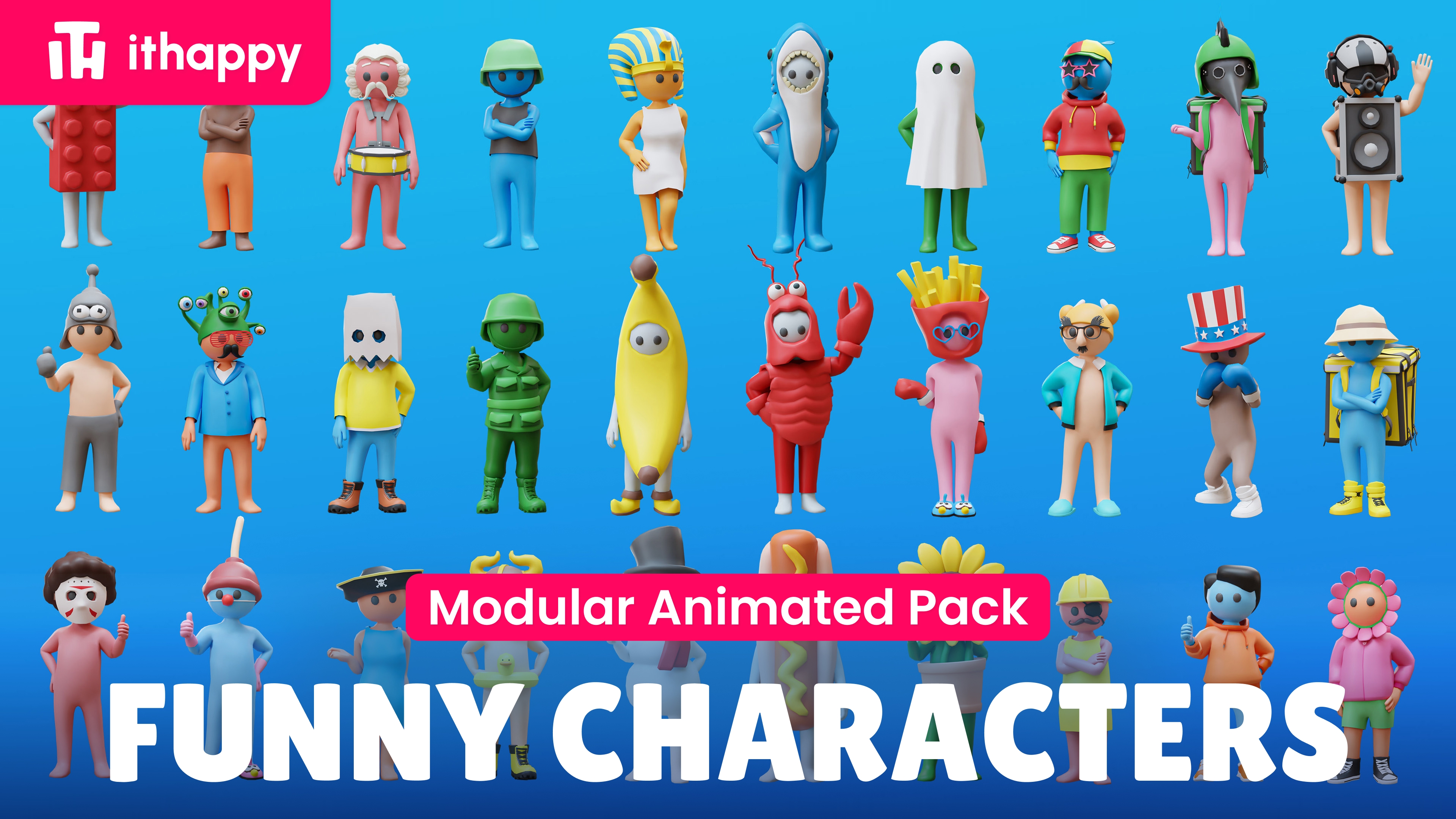 Modular Funny Characters - Animated Low Poly 3D Models | Fab