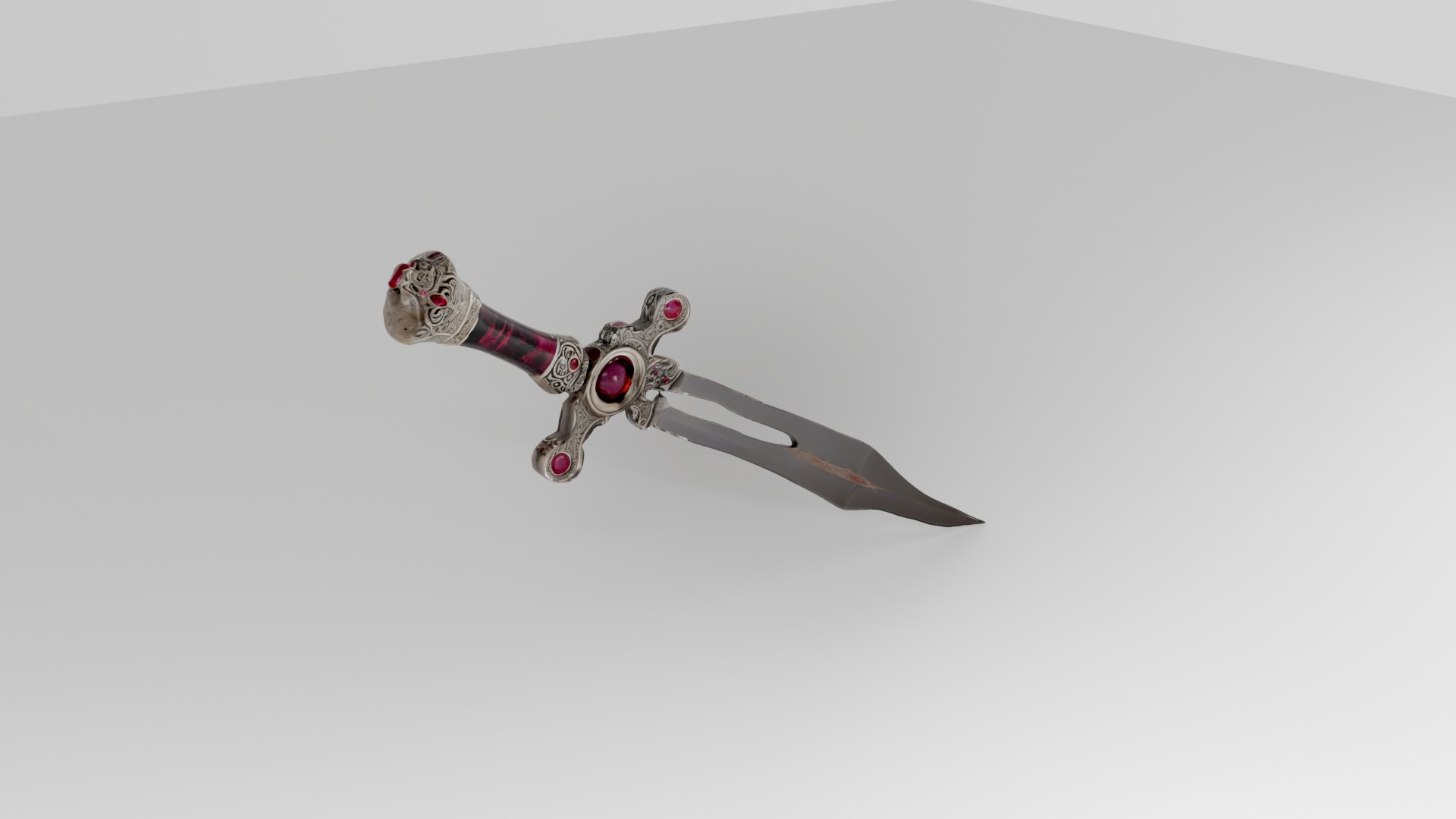 Whimsy Dagger Ornate Fantasy Dagger with Ruby Gemstones and Split Blade | Fab