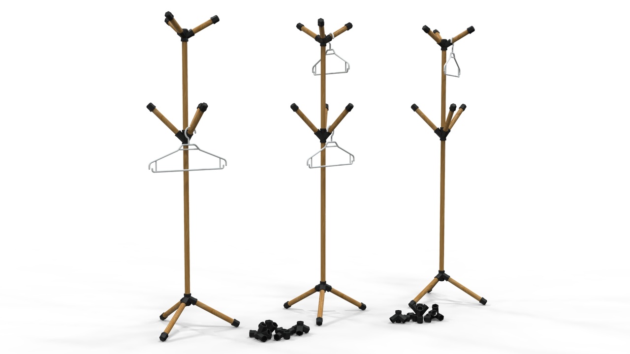 Media 1 for listing Wooden Coat Rack with 3D Printable Connectors