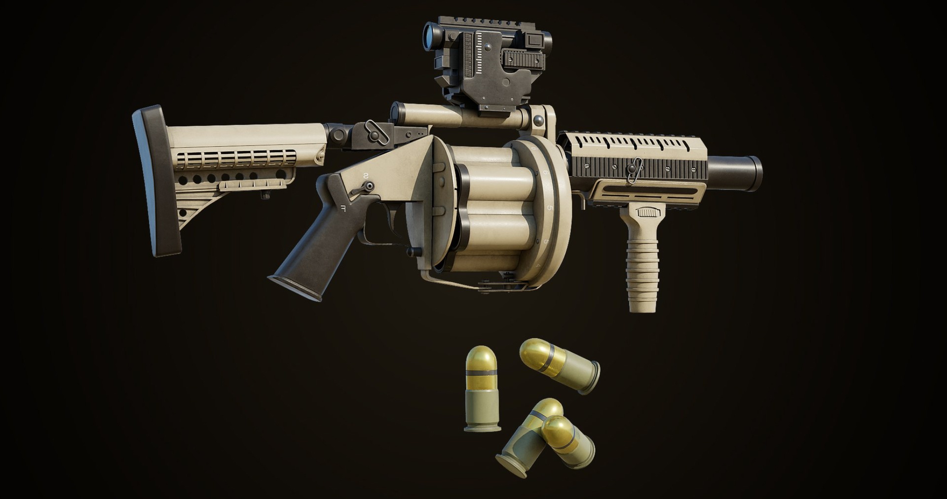 Grenade Launcher Gun PBR Unity UE V-Ray Textures Included | Fab