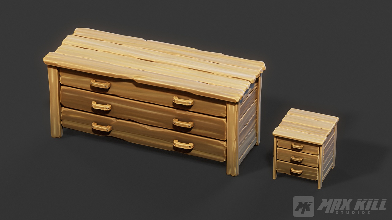 Media 1 for listing Stylized Medieval Wooden Drawers