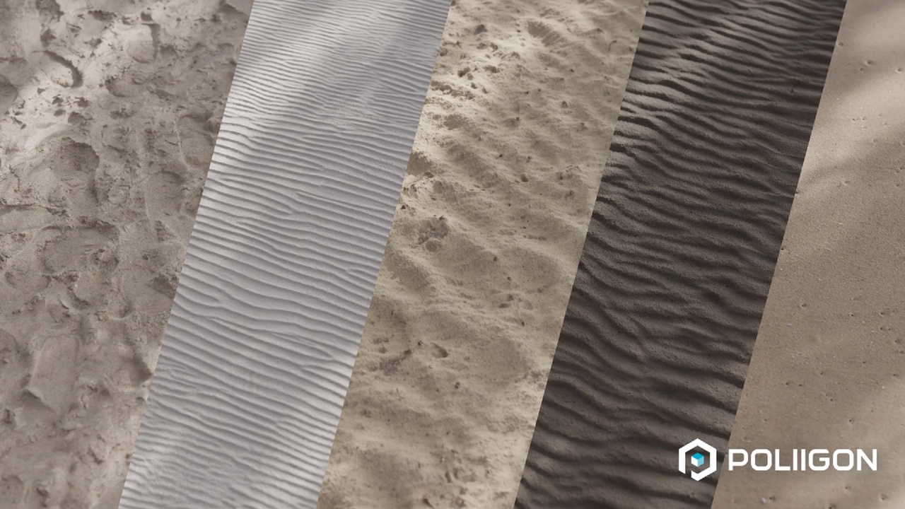 Media 1 for listing Photorealistic Sandy Beach Materials - Collection of 20 Texture Sets at 8K