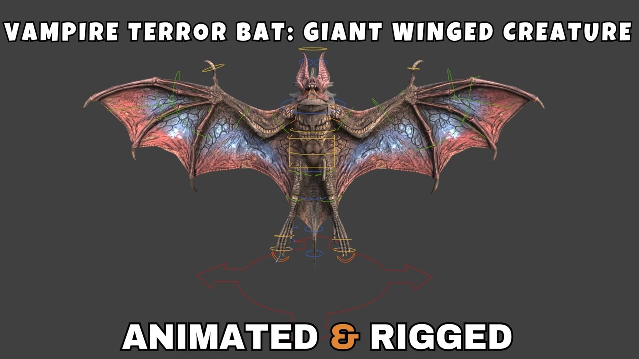 Media 1 for listing Vampire Terror Bat Giant Winged Creature Rigged and Animated 3D Model