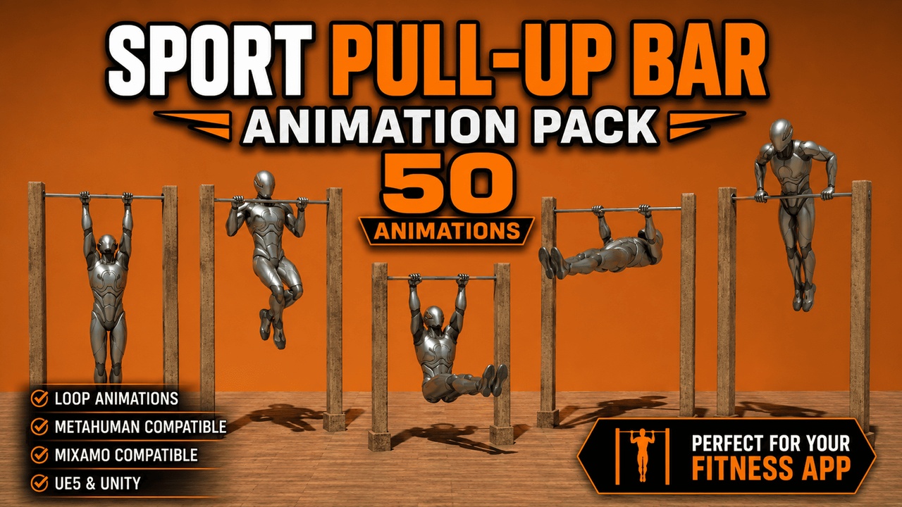 Media 1 for listing Sport Gym Fitness Workout animations Pull-Up Bar