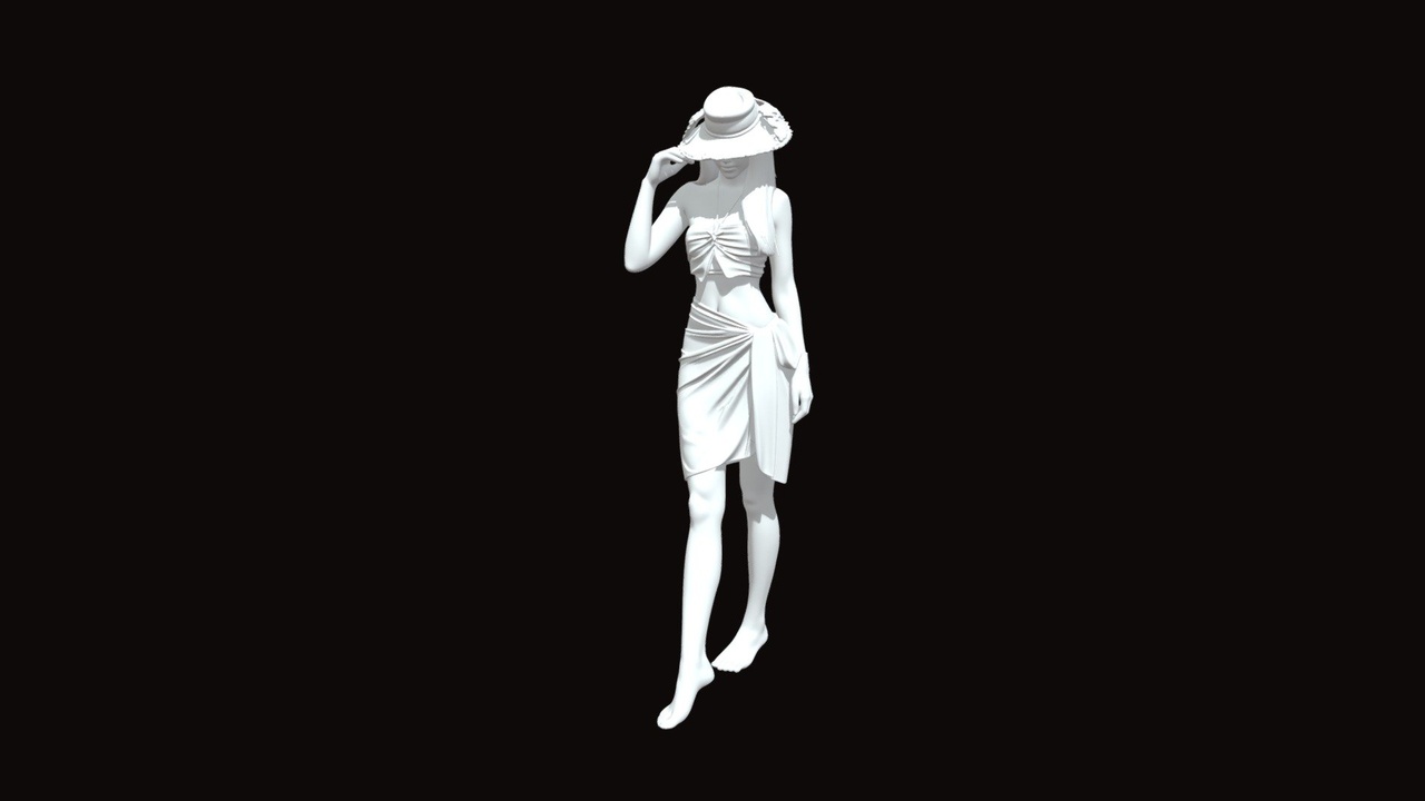 Media 1 for listing Summer Hat Lady Casual Female Character 3D