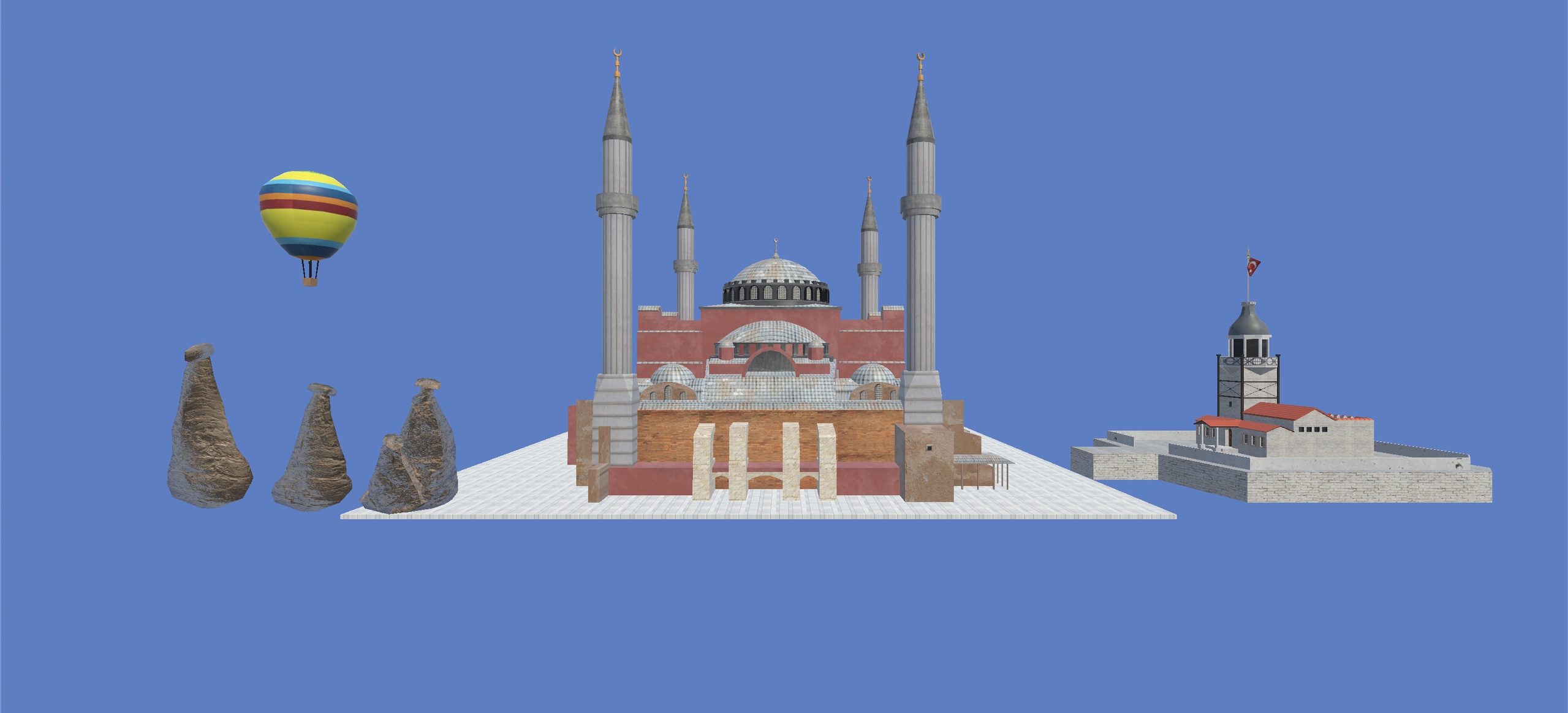Media 1 for listing Turkiye Pack Hagia Sophia Maiden's Tower Fairy Chimneys and Balloon