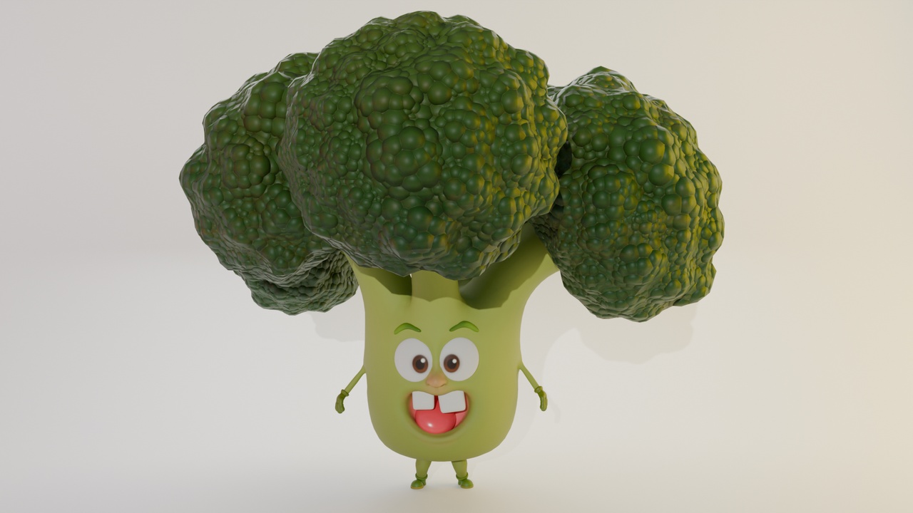 Media 1 for listing Cartoon Broccoli Character with Rigged Model