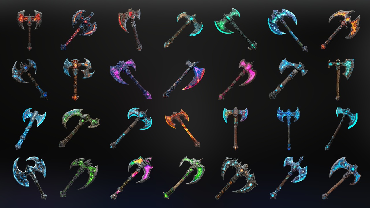 الوسائط 1 للقائمة Fantasy Axe V2 - Icon Pack
