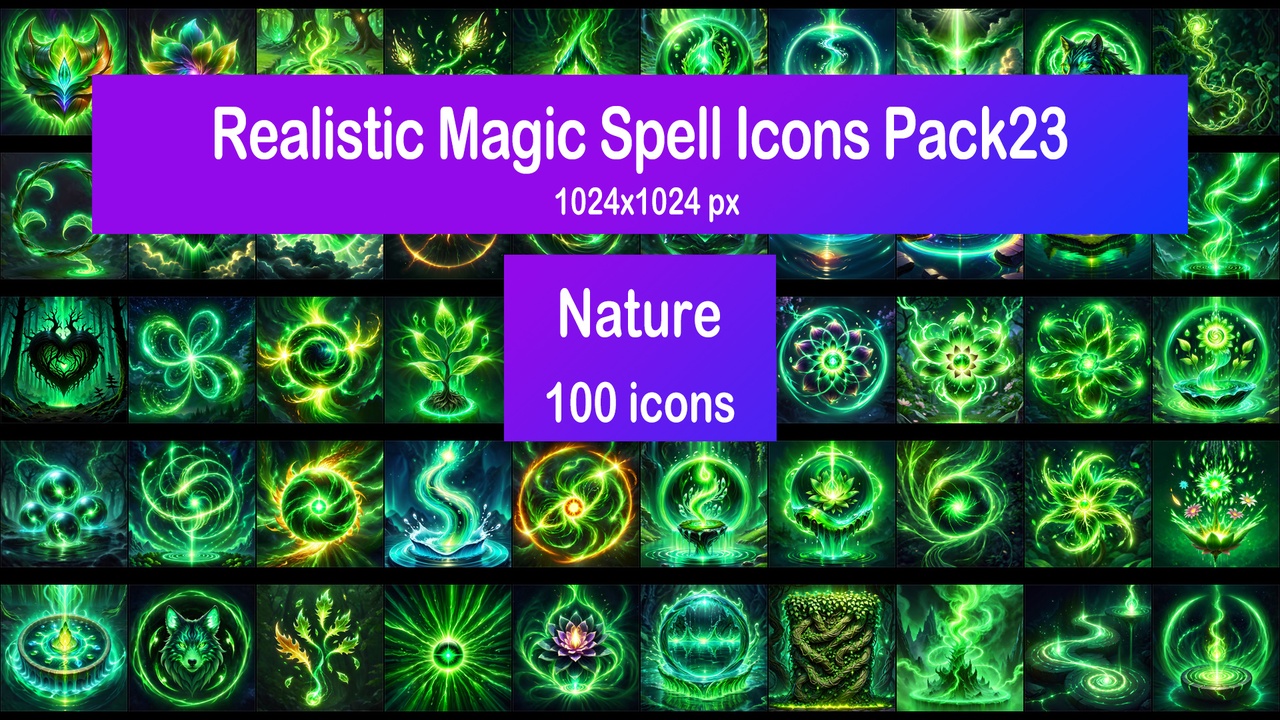 Media 1 for listing Realistic Magic Spell Icons Pack23 - Nature