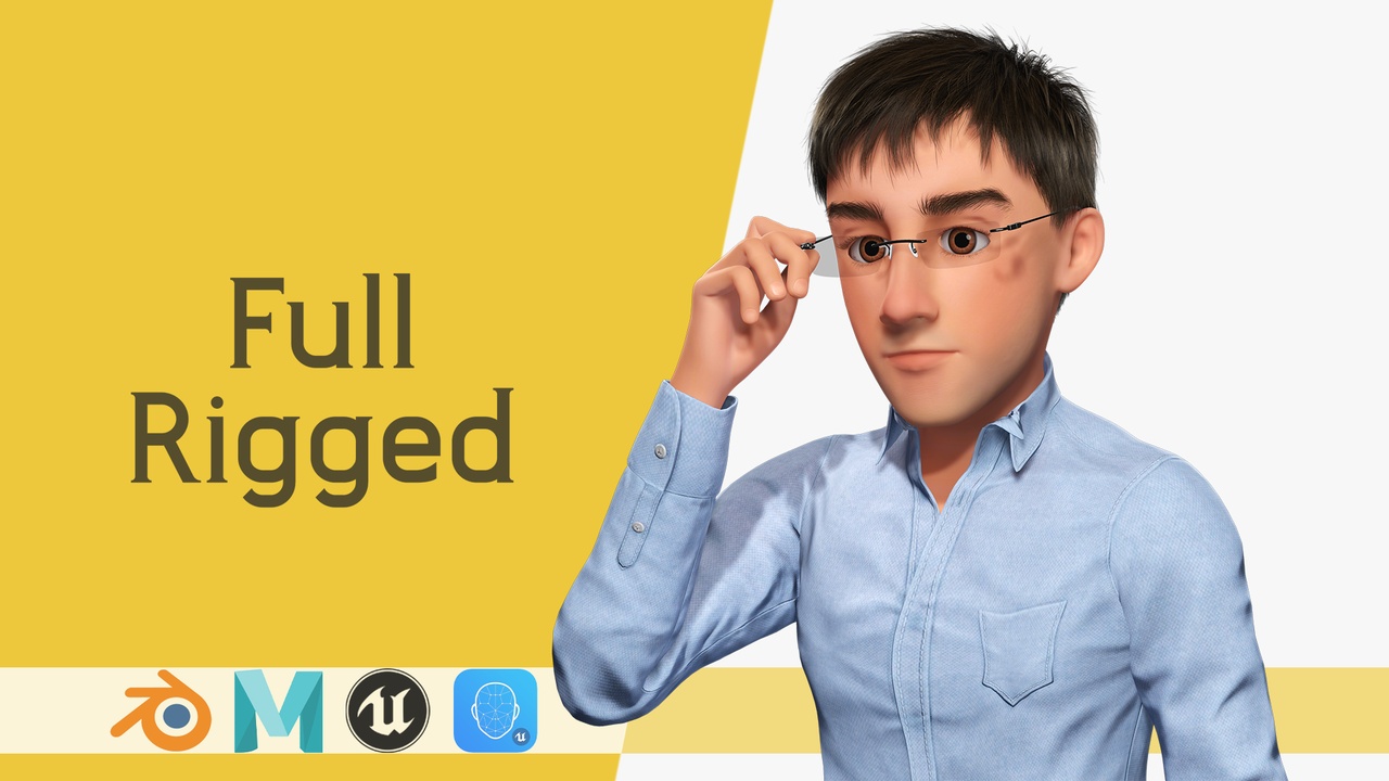 商品 Intellectual Look with Glasses Stylized Professional Male Model classic 的媒体 1