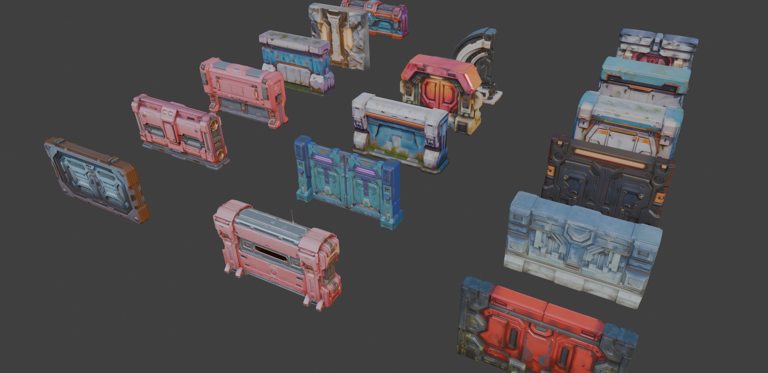 Media 1 for listing Stylized Sci-Fi Walls Set 1