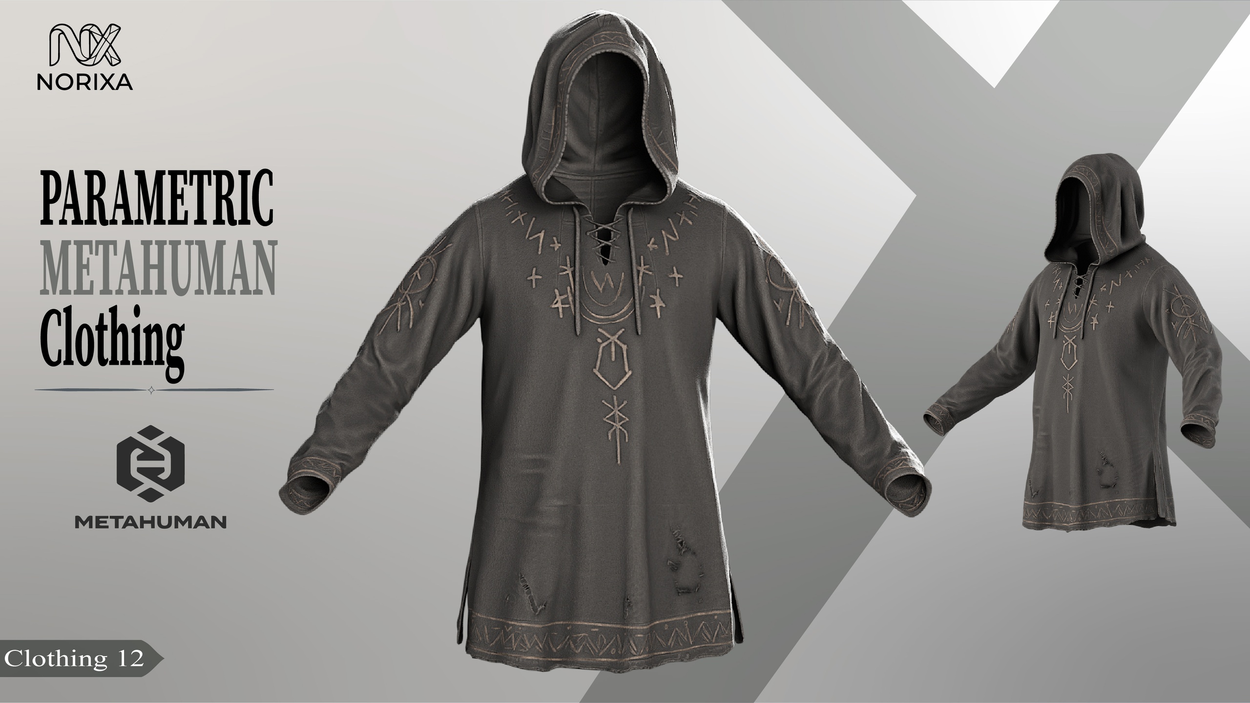 Media 1 for listing Medieval Metahuman Hooded Tunic | 12