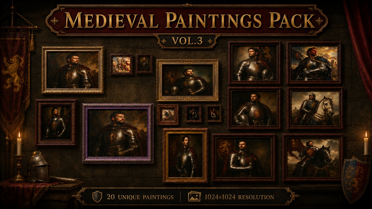 Media 1 for listing Medieval Paintings Pack – Wall Art & Oil Portraits - Vol.3