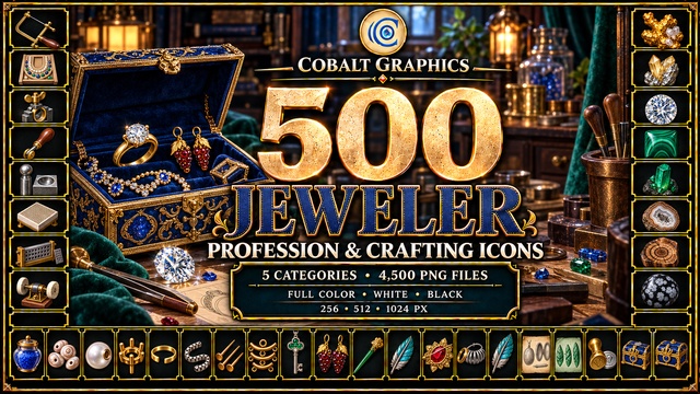 500 Jeweler Profession & Crafting Icons | RPG Gems, Jewelry & Tools — Cobalt Game Assets