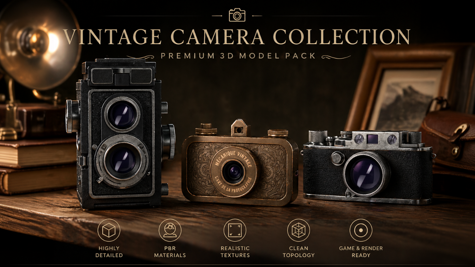 Vintage Camera Collection: TLR, Rangefinder & Tin Camera | 4K PBR Props ...
