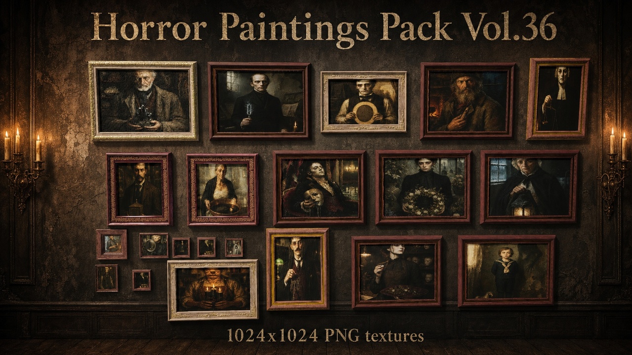 Media 1 for listing Horror Faces Paintings Pack Vol.36
