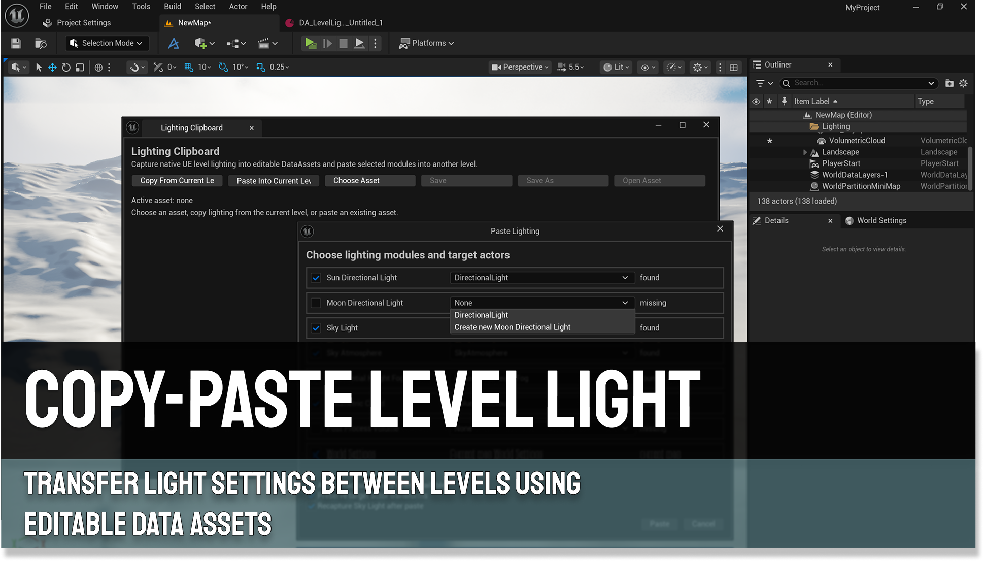 Level light Copy/Paste - Copy settings of any scene lights actors ...