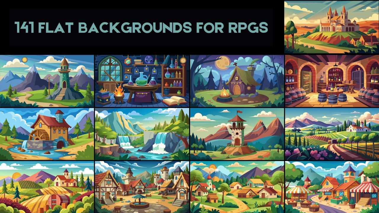 Ultimate Fantasy Backgrounds Pack - 141 Flat Backgrounds for RPGs 제품 등록을 위한 미디어 1개