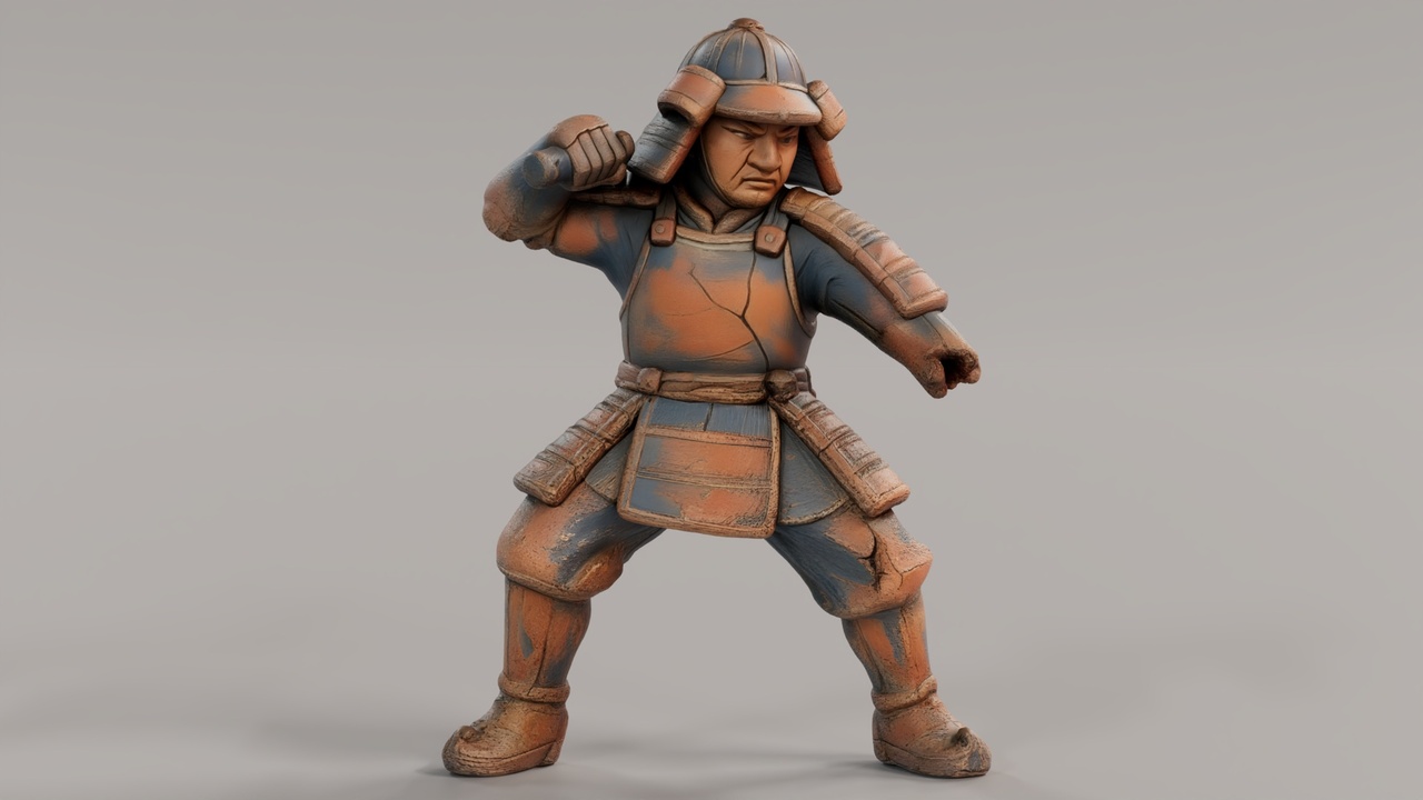 Media 1 for listing Stylized Clay Samurai Warriors Pack - A 13 stylized clay samurai warrior Assets