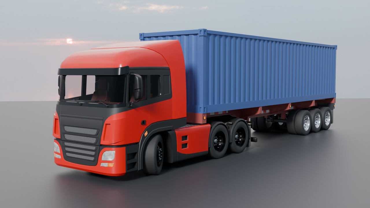 Media 1 for listing European Semi Truck + Container Trailer | Custom Logo, Openable Doors, Interior