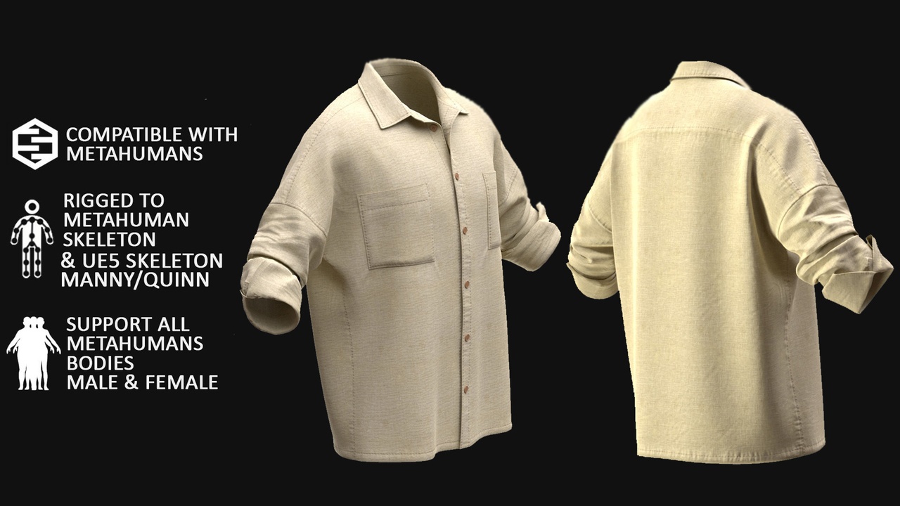 Média 1 pour l'article Shirt - Male/Female MH & UE5 Skeletons - Rigged