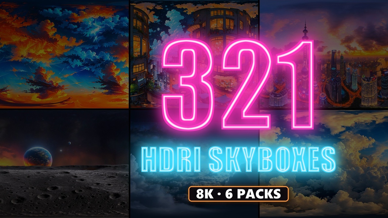 Media 1 for listing Sky, City & Moon 8K HDRI Bundle - 321 Skyboxes: Anime, Clouds & Night
