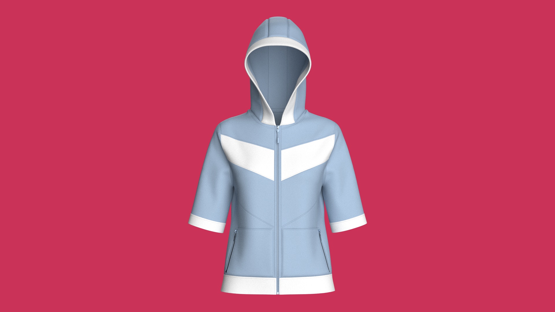 Media 1 for listing Girls Short Sleeve Color Blocked Zip - Up Hoodie | High Poly