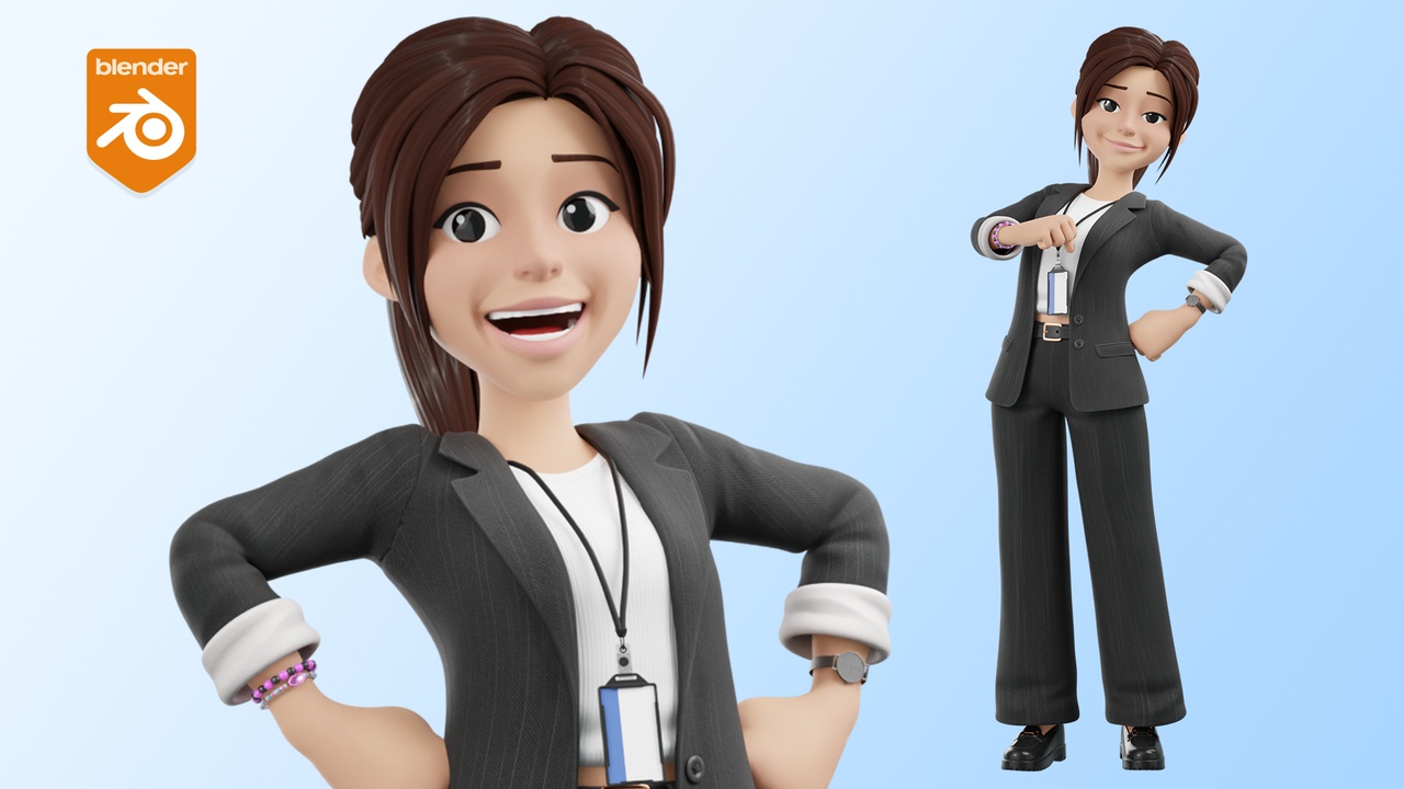 Media 1 for listing Business Casual Woman - Rigged 3D Character