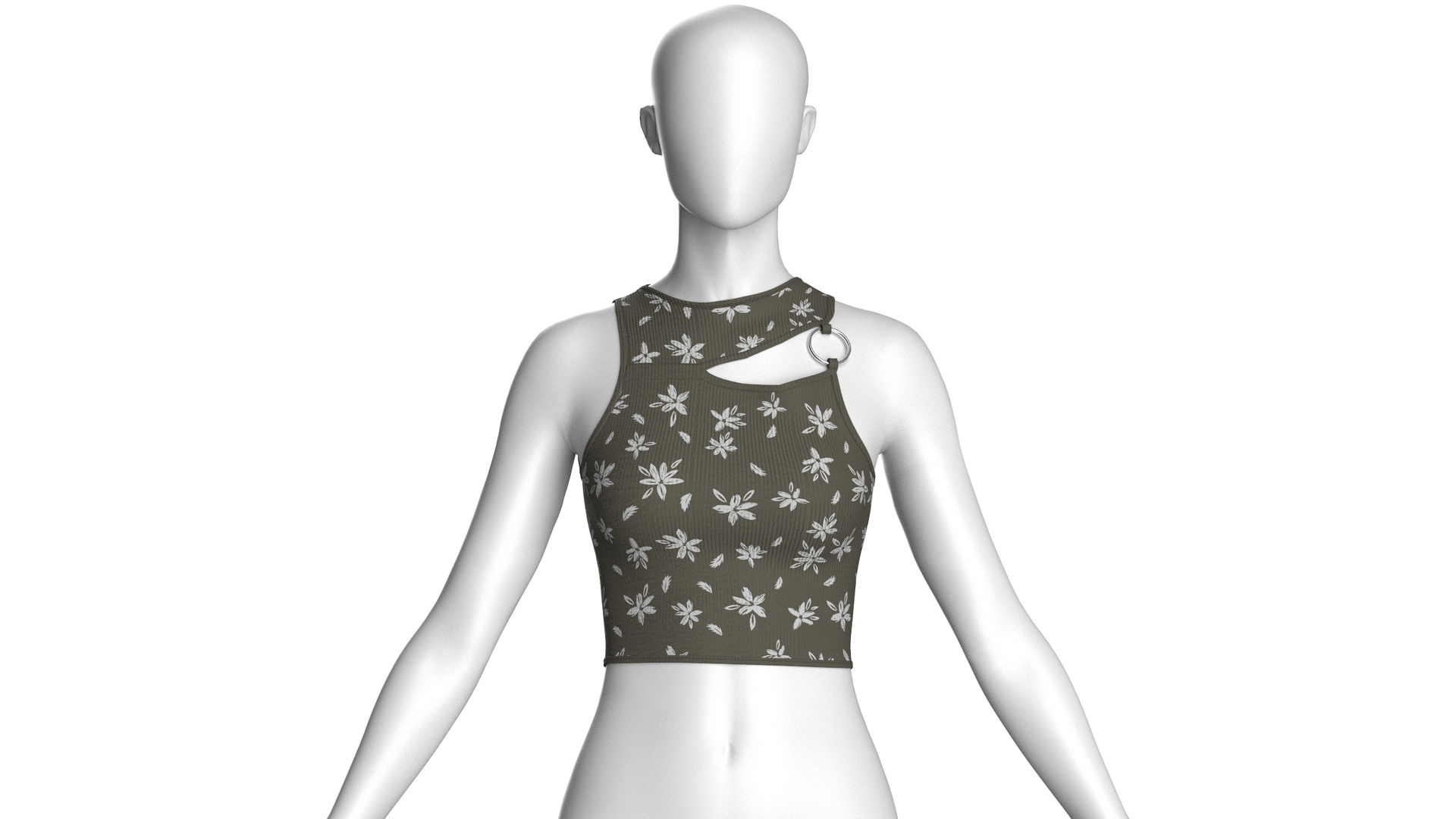 Media 1 for listing Girls Charcoal Daisy O-Ring Crop Tops | High Poly