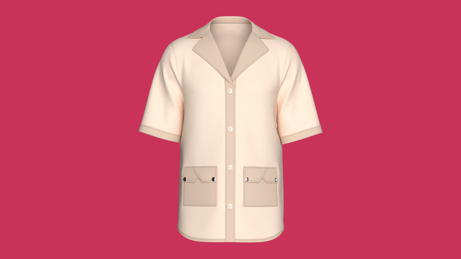 Media 1 for listing Men Notched Camp Collar Short - Sleeve Shirt | High Poly