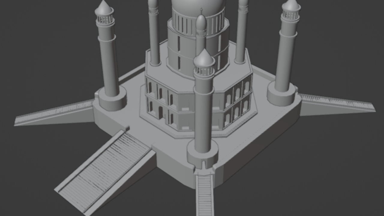 Media 1 for listing Temple complex of marble and stone and gold Low-poly 3D model